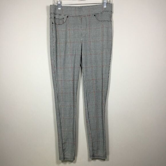 Seven7 Pants - Plaid and houndstooth white black and red pull on leggings with pockets size M